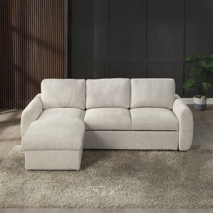 Acme Nuriel Beige Boucle Fabric 94" Sectional Sofa with Reversible Chaise Sleeper – LV07550 — product view 1