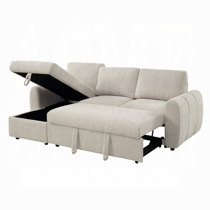 Acme Nuriel Beige Boucle Fabric 94" Sectional Sofa with Reversible Chaise Sleeper – LV07550 — product view 5