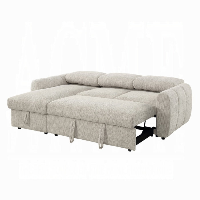 Acme Nuriel Beige Boucle Fabric 94" Sectional Sofa with Reversible Chaise Sleeper – LV07550 — product view 6