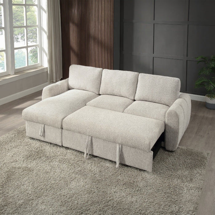 Acme Nuriel Beige Boucle Fabric 94" Sectional Sofa with Reversible Chaise Sleeper – LV07550 — product view 2