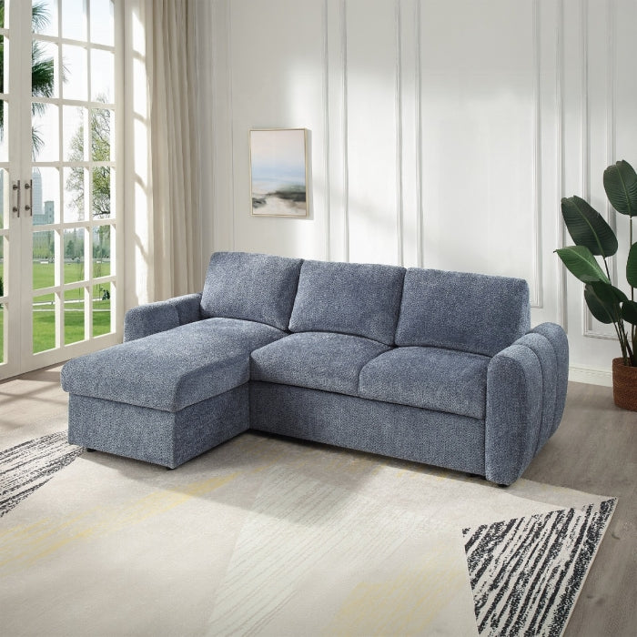 Acme Nuriel Blue Boucle Fabric 94" Sectional Sofa with Reversible Chaise Sleeper – LV07560 — product view 1