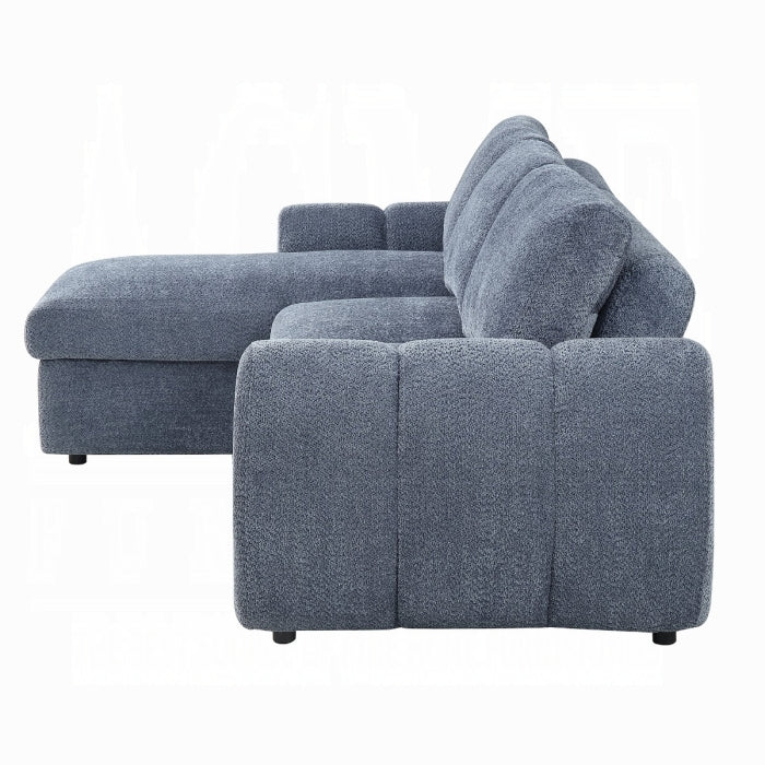 Acme Nuriel Blue Boucle Fabric 94" Sectional Sofa with Reversible Chaise Sleeper – LV07560 — product view 3