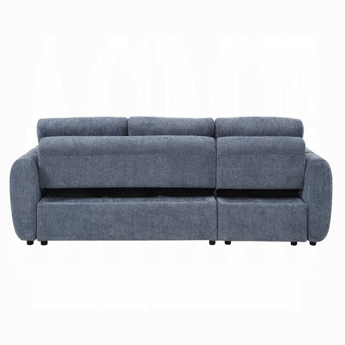 Acme Nuriel Blue Boucle Fabric 94" Sectional Sofa with Reversible Chaise Sleeper – LV07560 — product view 4