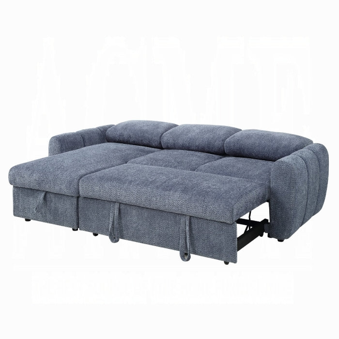Acme Nuriel Blue Boucle Fabric 94" Sectional Sofa with Reversible Chaise Sleeper – LV07560 — product view 5