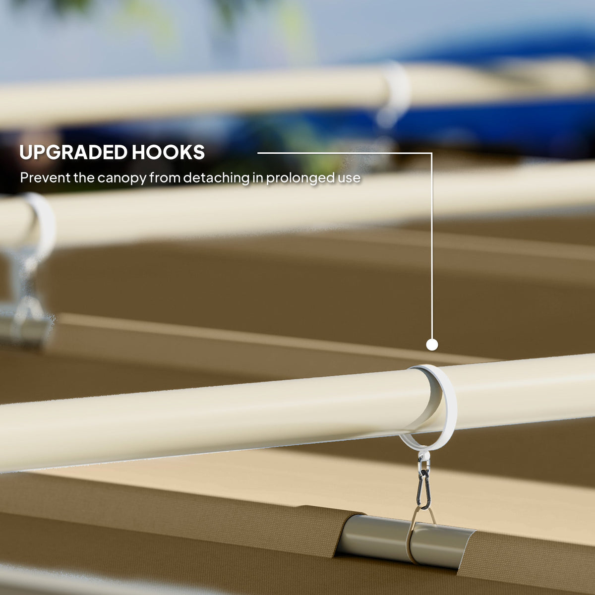 3 x 3m Garden Pergola with Retractable Roof & Magnetic Fixing, Khaki — product view 7