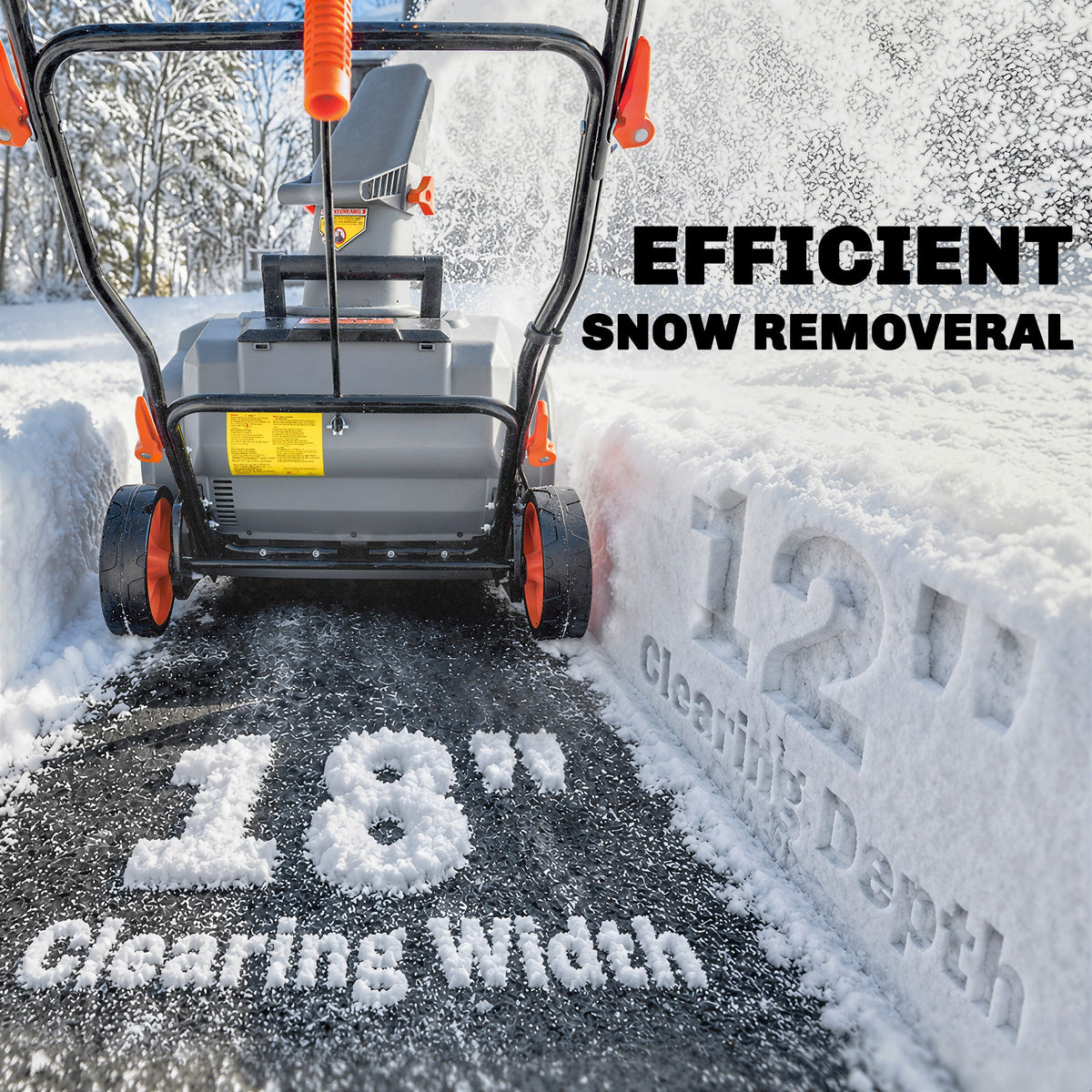 40V 18" Cordless Snow Blower, Brushless 1400W Motor, PU Auger, 2x4Ah Batteries — product view 6