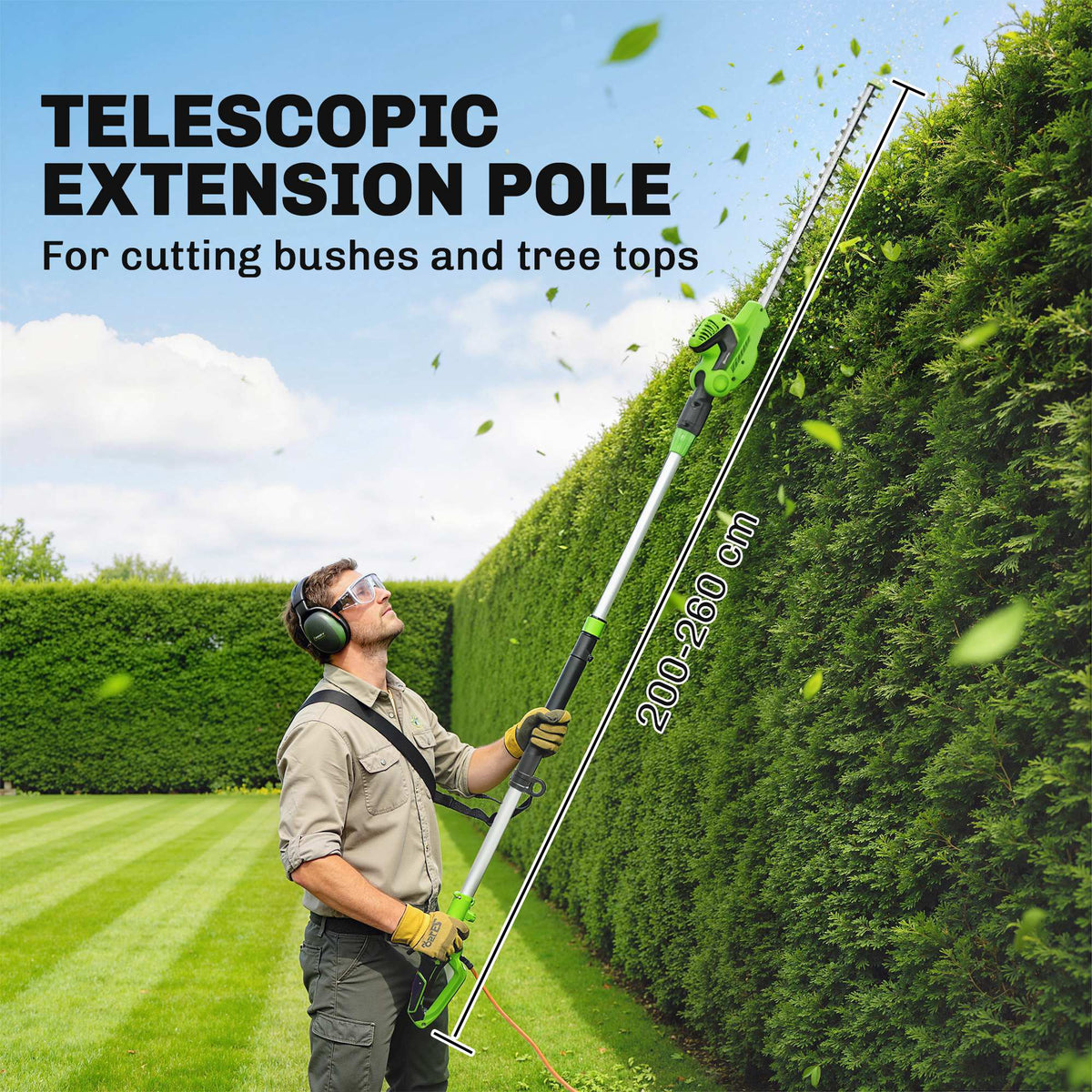 2.6 m Extendable Hedge Trimmer with 90° Head and 10 m Cable — product view 6