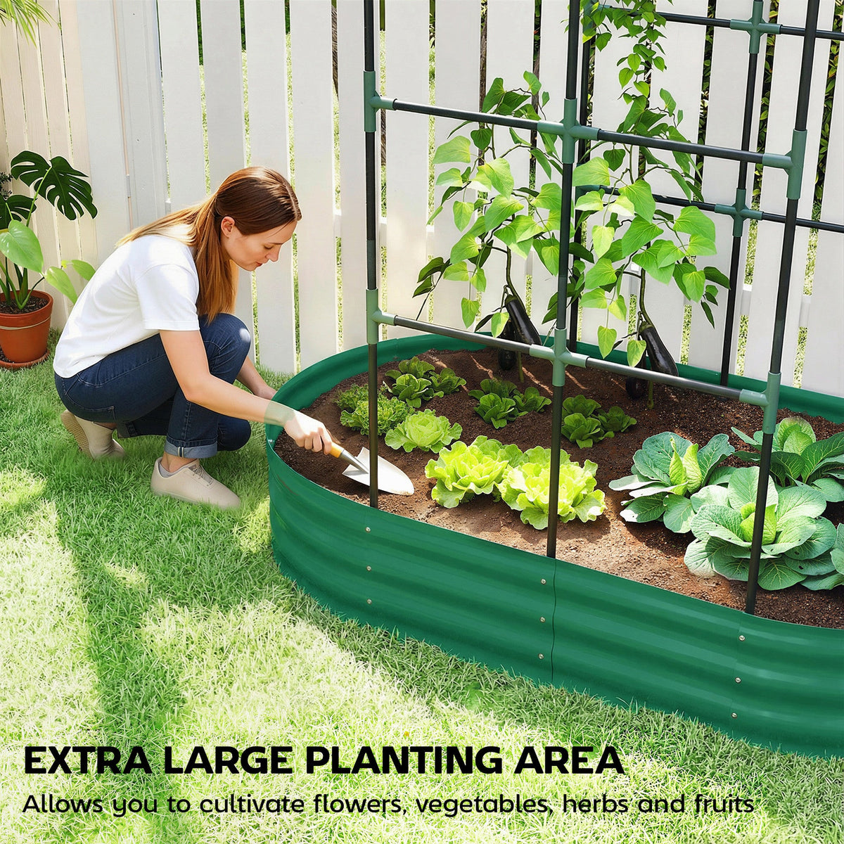 Galvanised Raised Garden Bed with Arched Trellis for Vegetables & Flowers — product view 6
