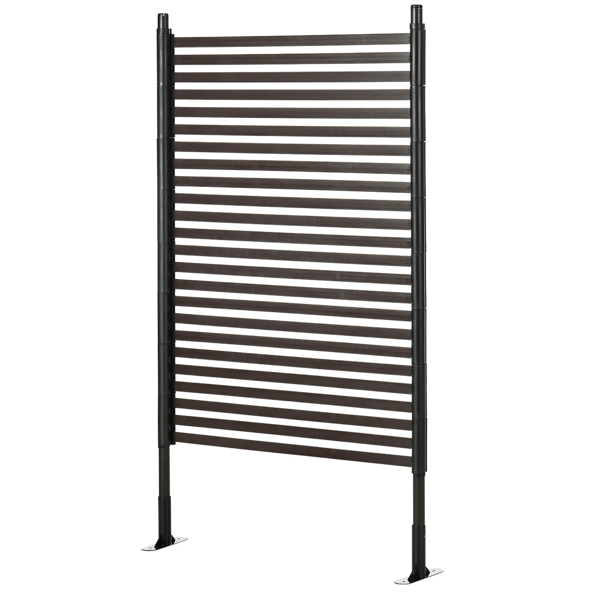 Metal Garden Fence with 2 Standing Ways for Hard or Soft Ground, Brown — product view 2