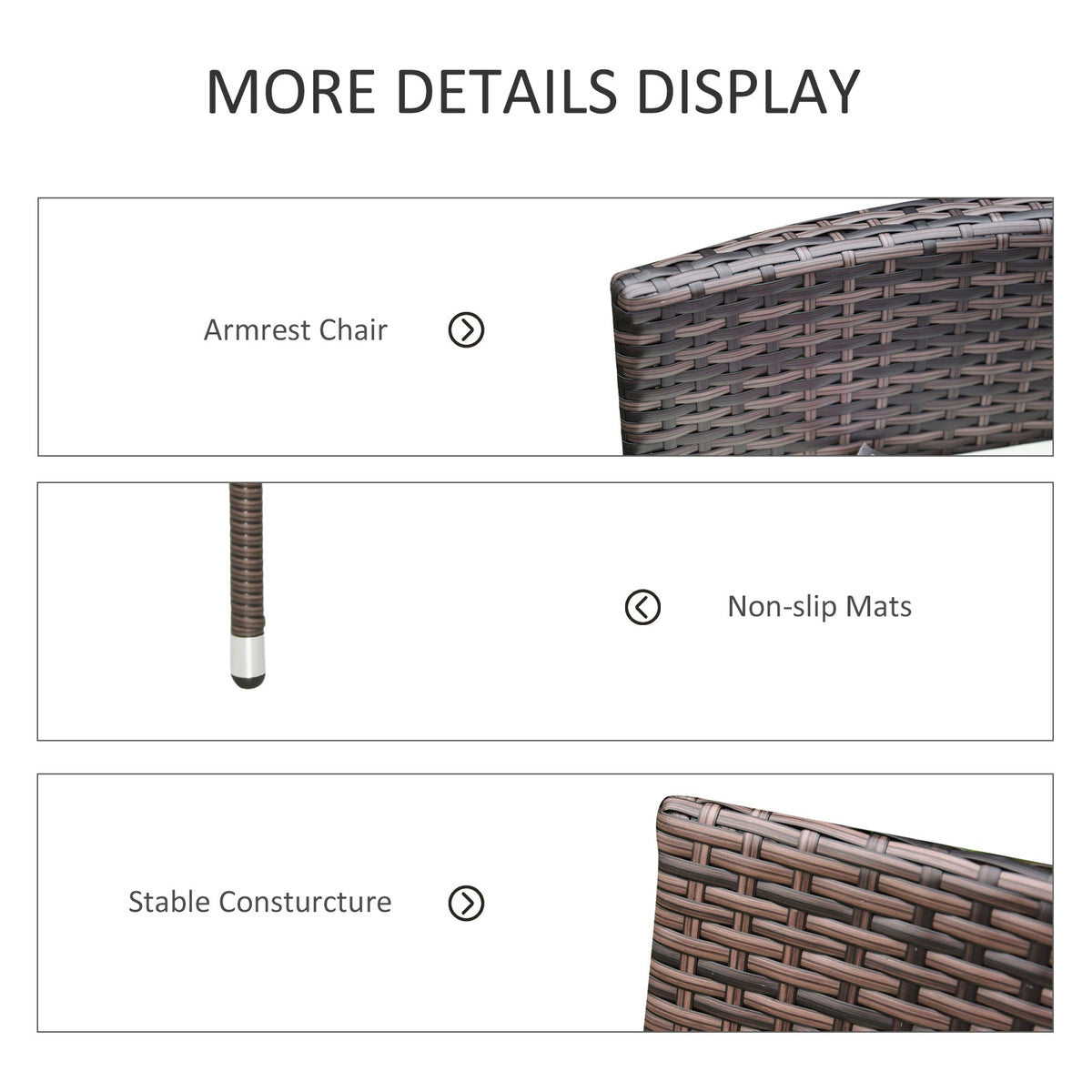 2 Piece PE Rattan Dining Chair Set with Cushions & High Back, Mixed Brown — product view 7