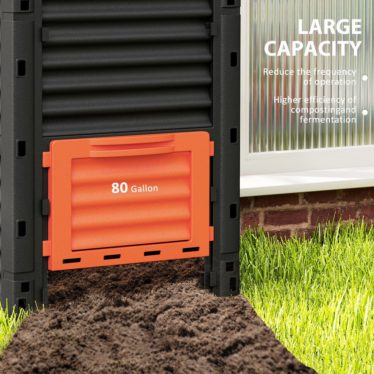 80 Gallon Garden Large Capacity Compost Bin, Orange — product view 7