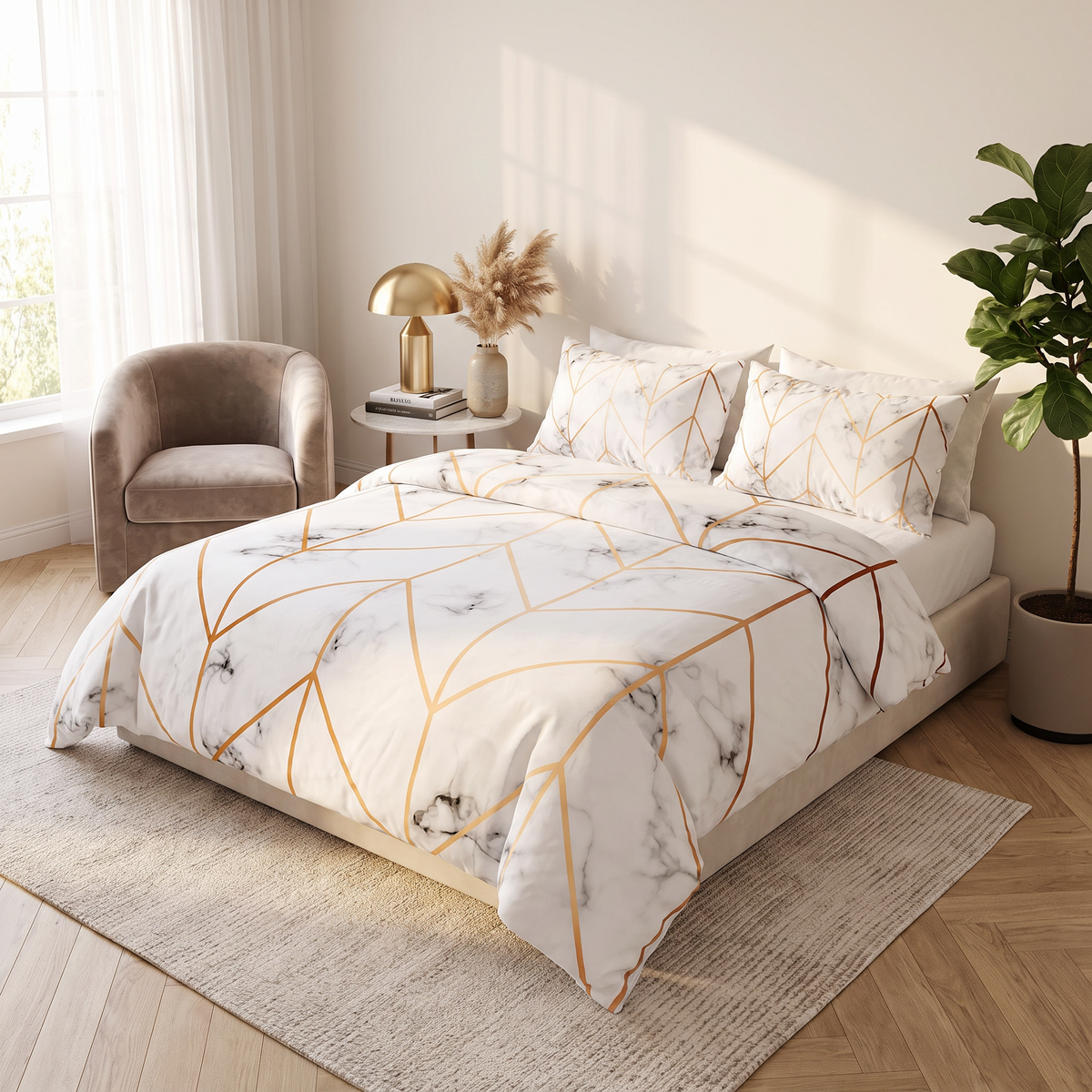 Marble Arrow Duvet Cover Set, Soft Microfibre — product view 1