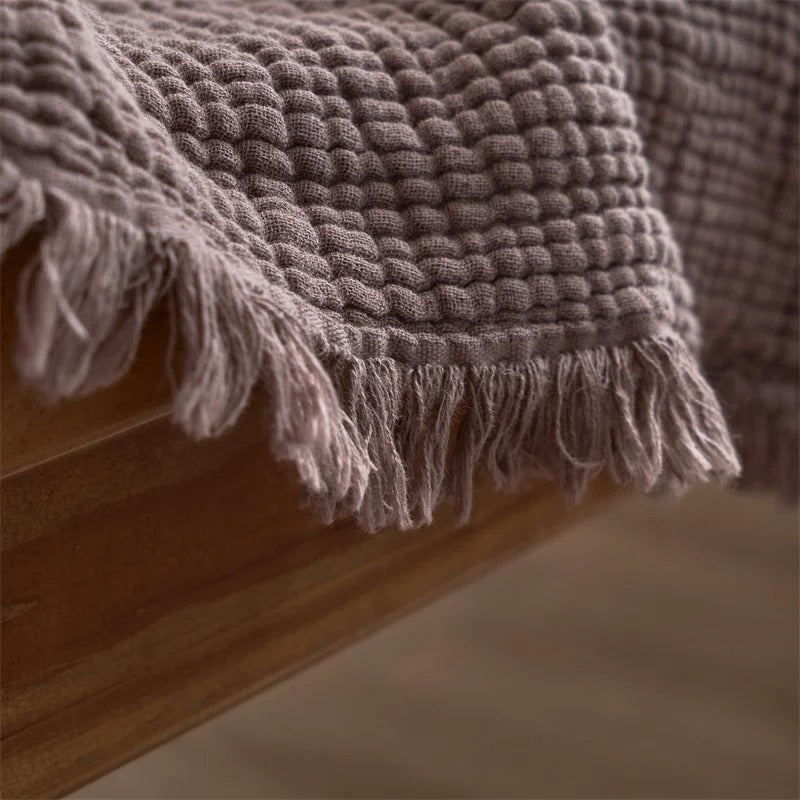 LoungeYard | Allison Tassel Cotton Blanket 100% Woven Throw Blanket — product view 2