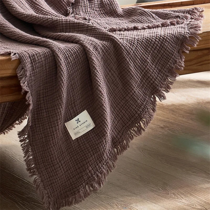 LoungeYard | Allison Tassel Cotton Blanket 100% Woven Throw Blanket — product view 4