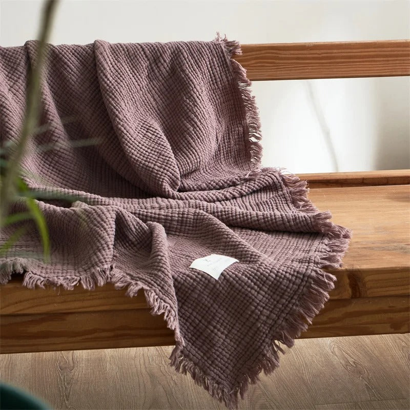 LoungeYard | Allison Tassel Cotton Blanket 100% Woven Throw Blanket — product view 3