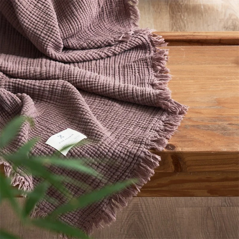LoungeYard | Allison Tassel Cotton Blanket 100% Woven Throw Blanket — product view 5