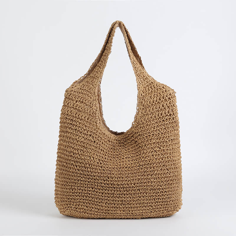 LoungeYard | Women Straw Tote Bag Beige One Size Bohemian Beach Bag — product view 6