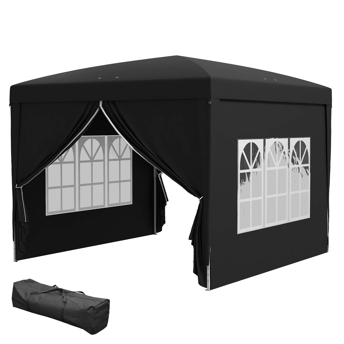 10' x 10' Pop-Up Party Tent Canopy with Carrying Bag for Outdoor Events, Black — product view 2