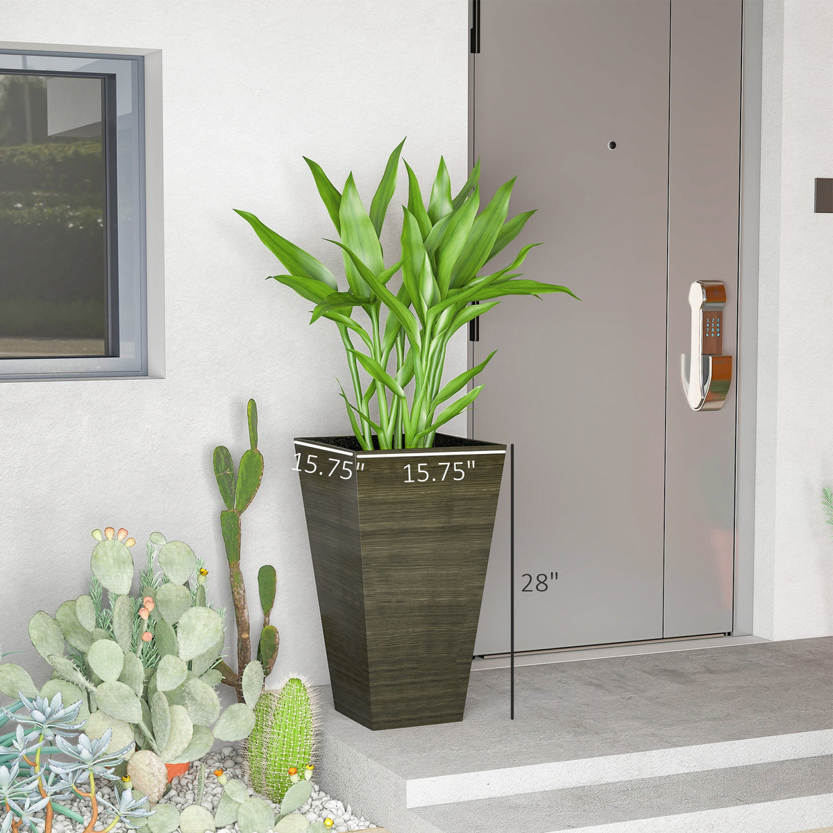 3-Piece 28" Tall Planter Set with Drainage Holes, Dark Brown — product view 5
