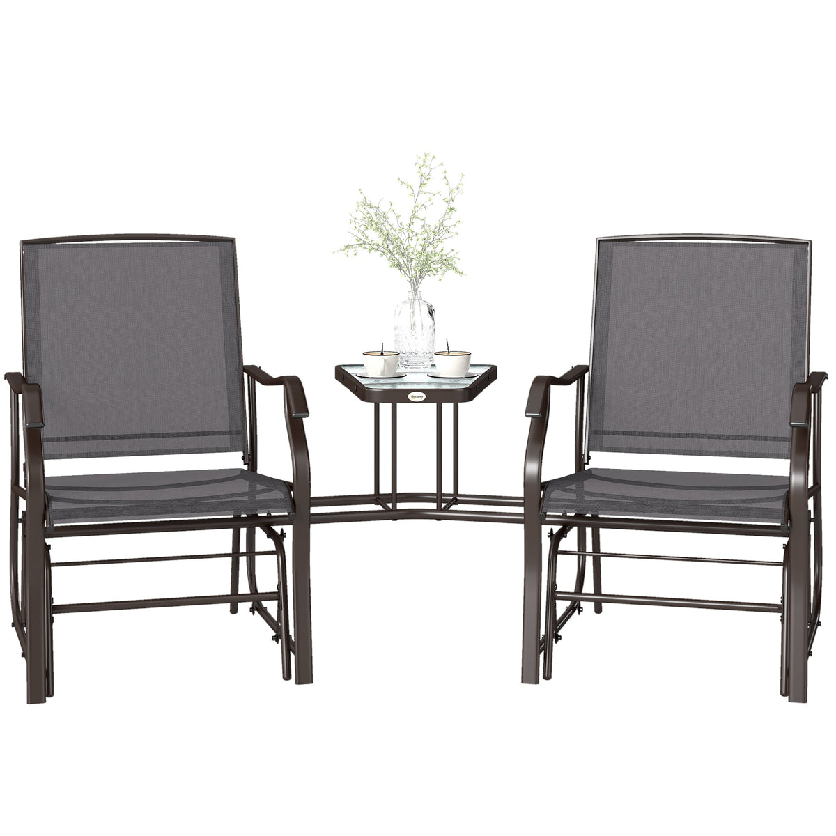 Outdoor Glider Chairs with Coffee Table for Backyard, Garden and Porch, Gray — product view 2