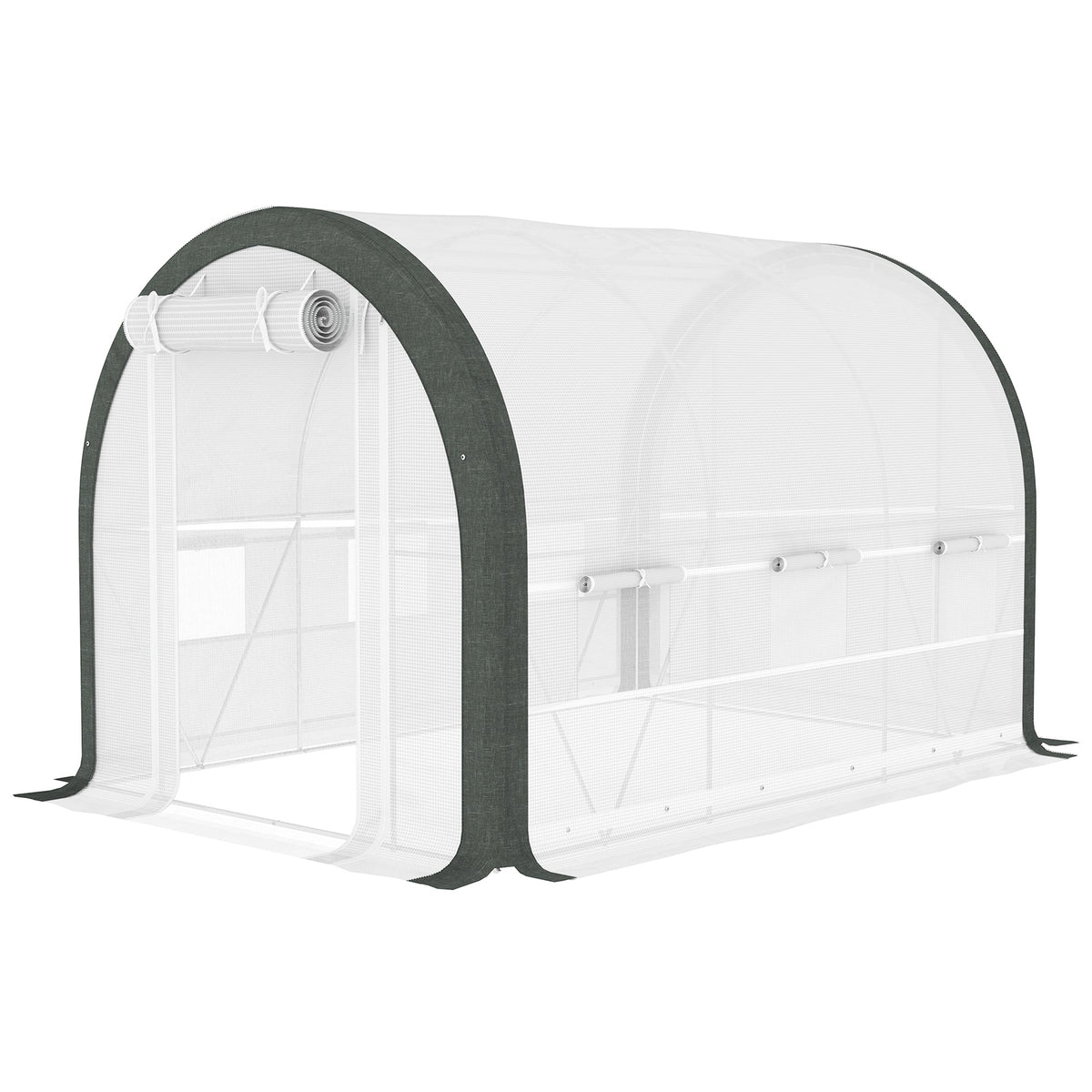 10' x 6.6' x 6.6' Walk-in Tunnel Greenhouse with 6 Windows, White — product view 2