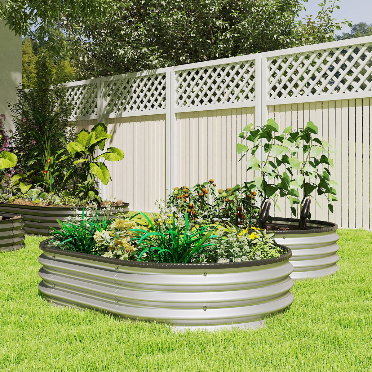 2pcs 4 x 3 x 1 ft Galvanized Raised Garden Beds, Silver — product view 4