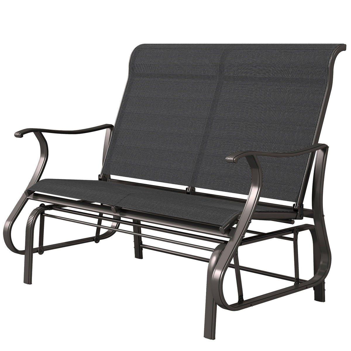 2-Person Patio Glider Chair with Mesh Seat and Backrest, Black — product view 2