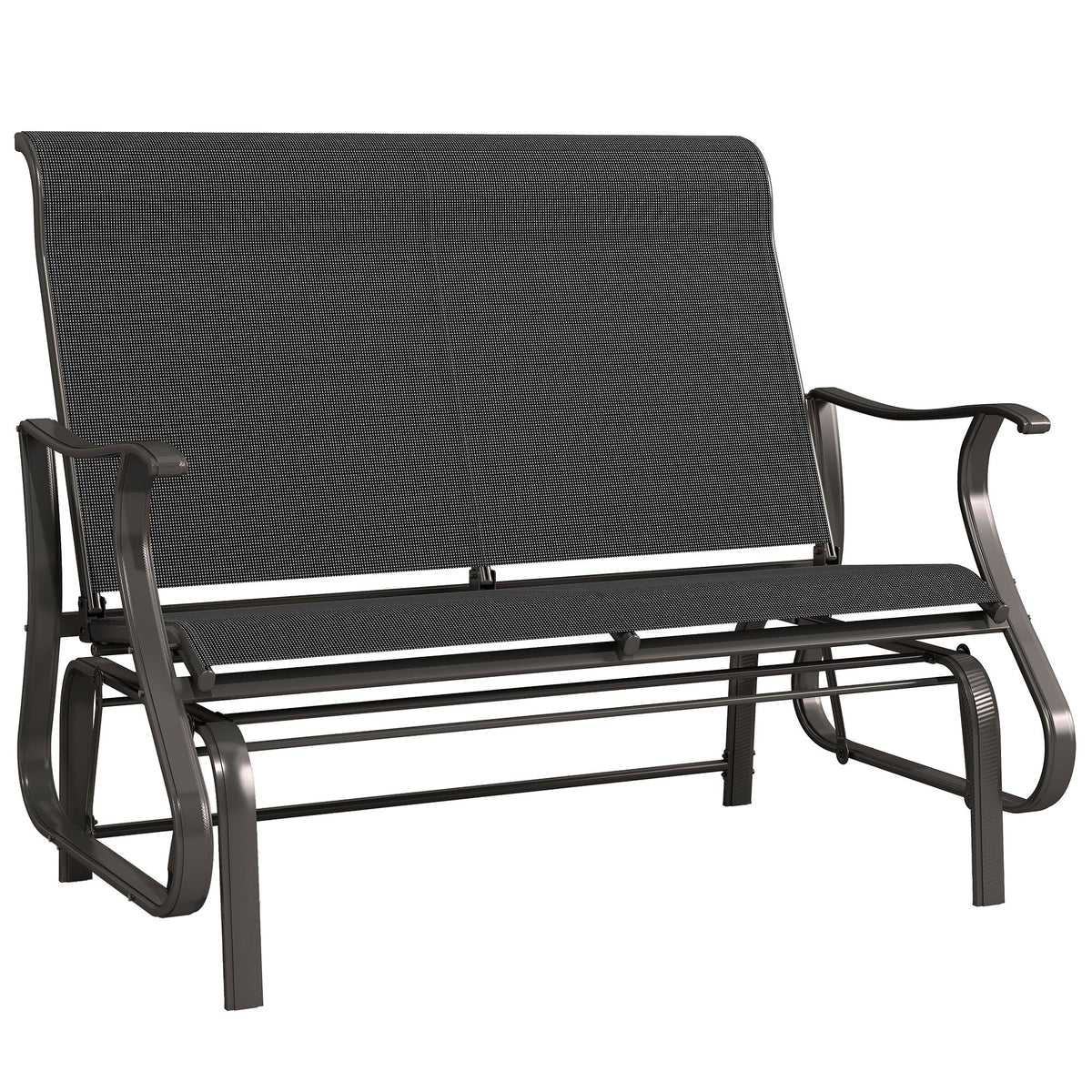 2-Person Patio Glider Chair with Mesh Seat and Backrest, Black — product view 1