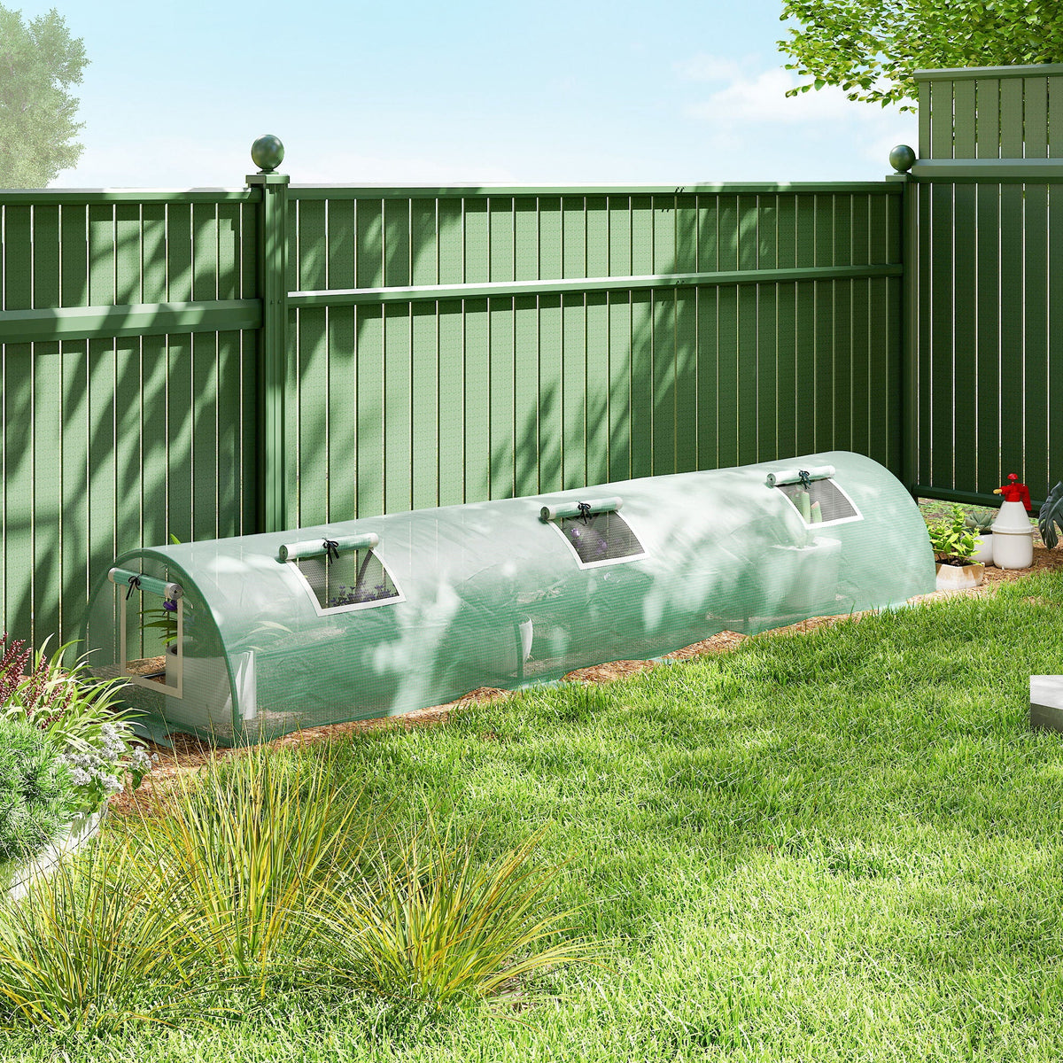 10' x 3' x 2' Portable Mini Greenhouse with 5 Mesh Windows, Green — product view 4
