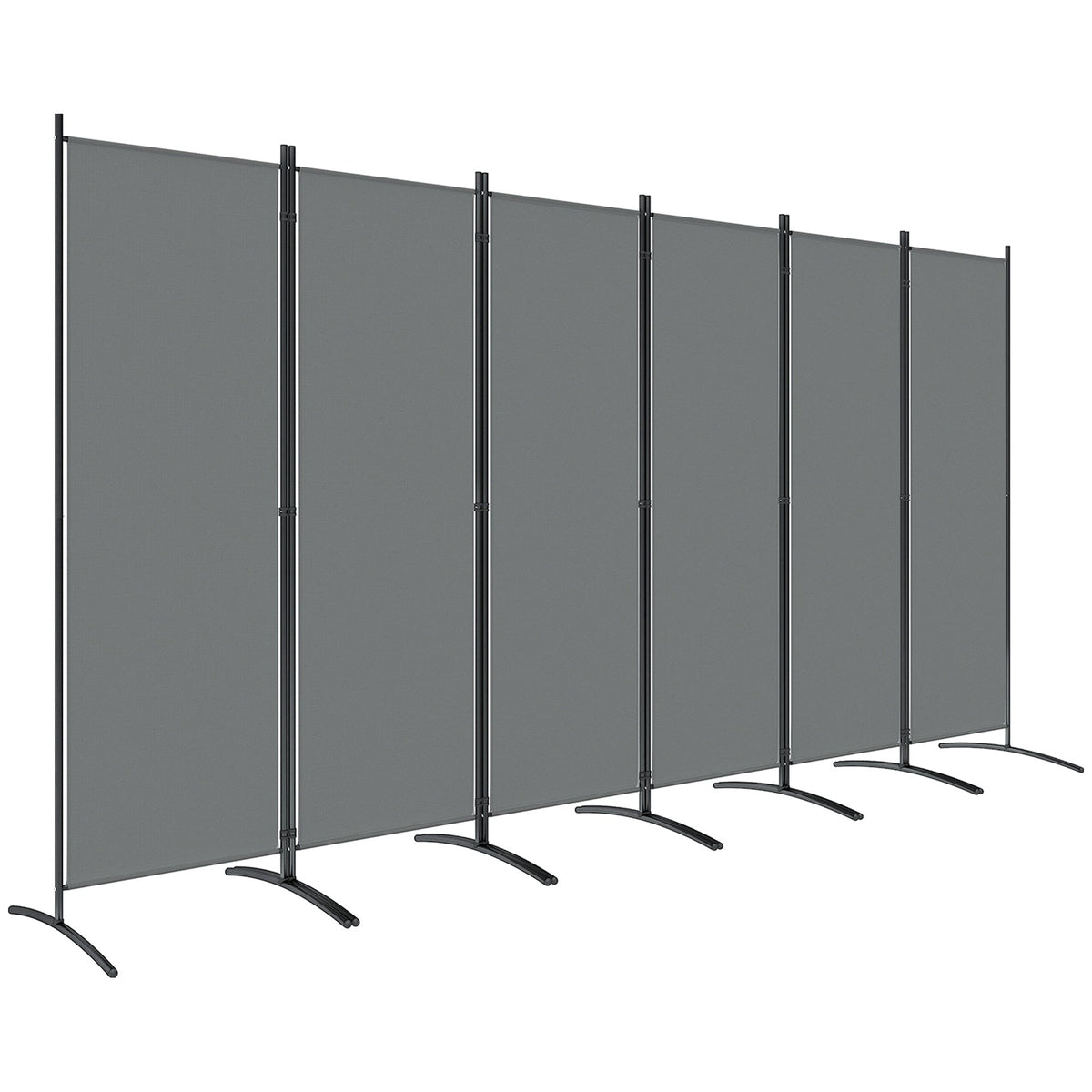 6 Panel Folding Room Divider Privacy Screen, 332 x 172 cm, Dark Grey — product view 1