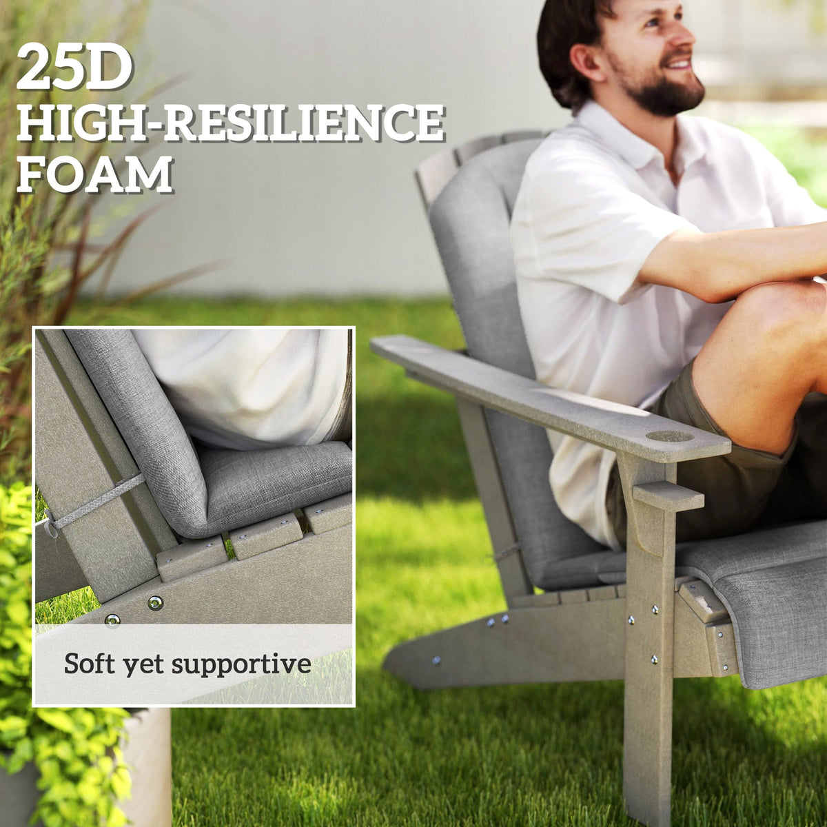 4-Piece Adirondack Chair Cushions, 49" x 20" x 2", Gray — product view 6