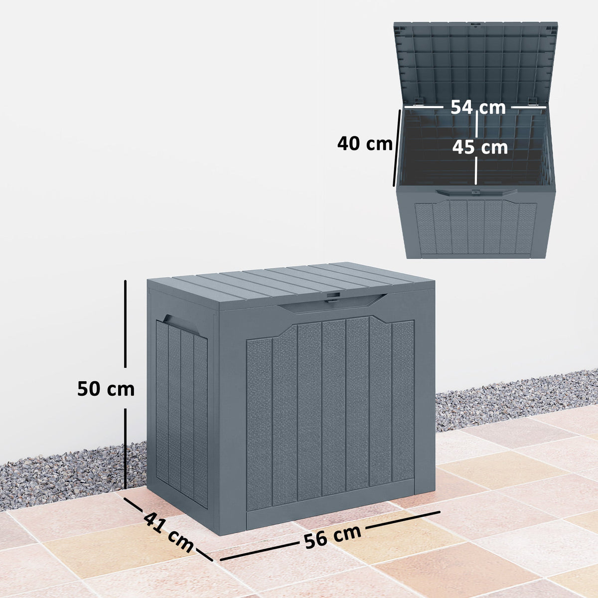 93L Plastic Garden Storage Box with Handles, Light Grey — product view 5