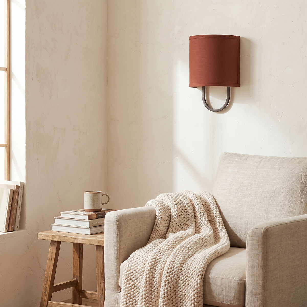 Nolvara Fabric Drum Wall Sconce, Brass Frame — product view 1