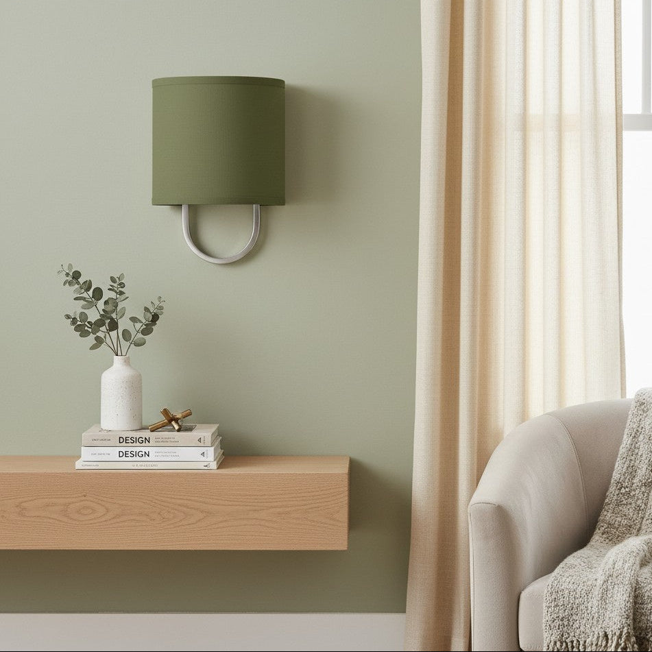 Nolvara Fabric Drum Wall Sconce, Brass Frame — product view 6