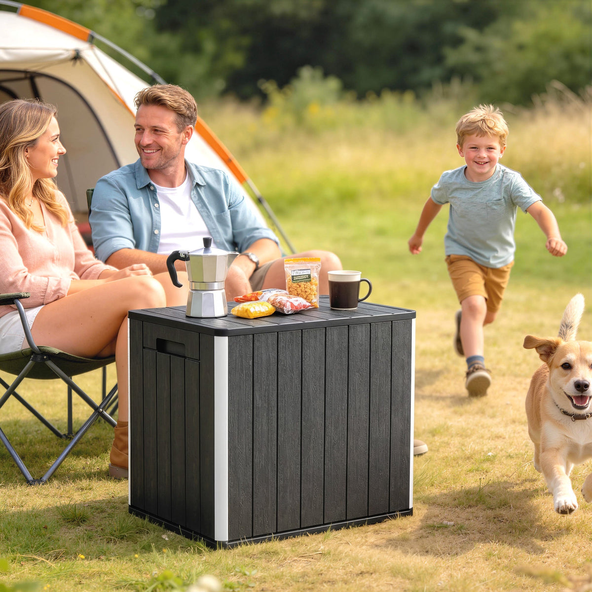 30 Gallon Outdoor Storage Box Side Table with Umbrella Holder — product view 3