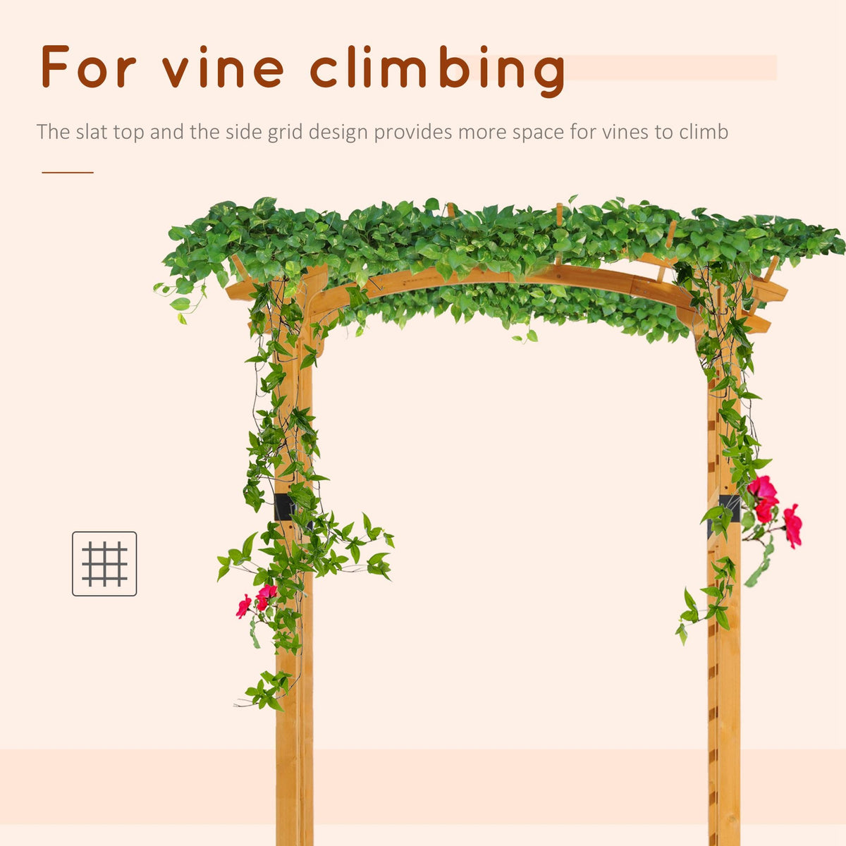 90in Wooden Garden Arbor with Trellis Wall for Climbing Plants, Wedding & Backyard Decor — product view 6