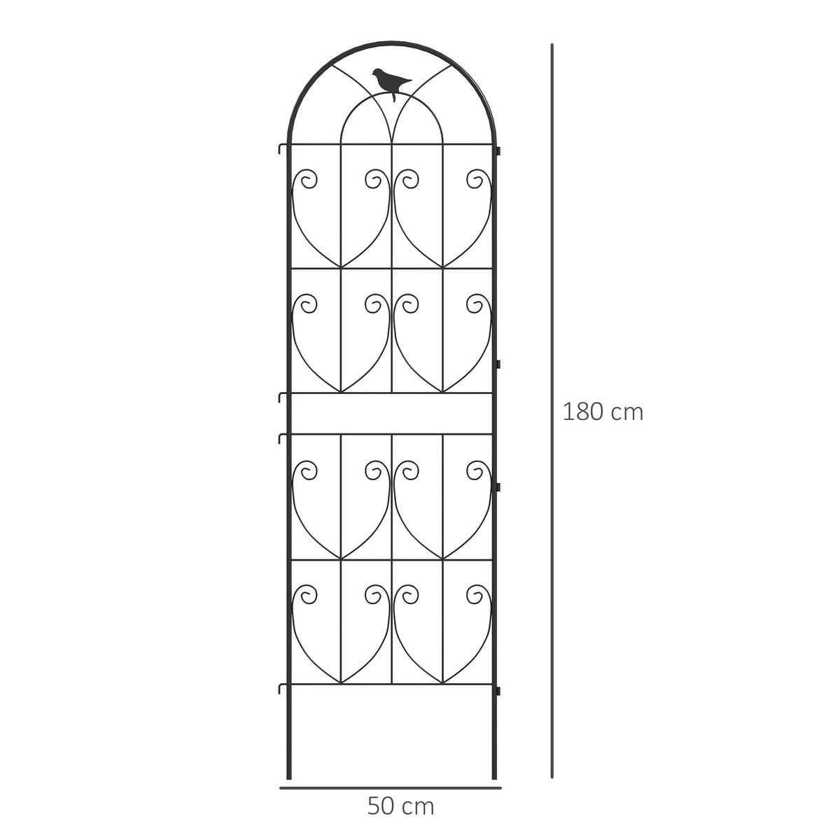Set of 2 Metal Garden Trellis Panels, 180 x 50 cm, Bird Design — product view 5