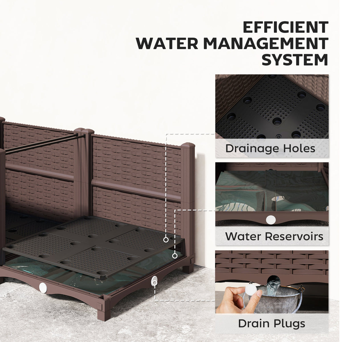 Self Watering Plastic Raised Garden Bed with Legs, 80 x 40 x 37 cm — product view 7