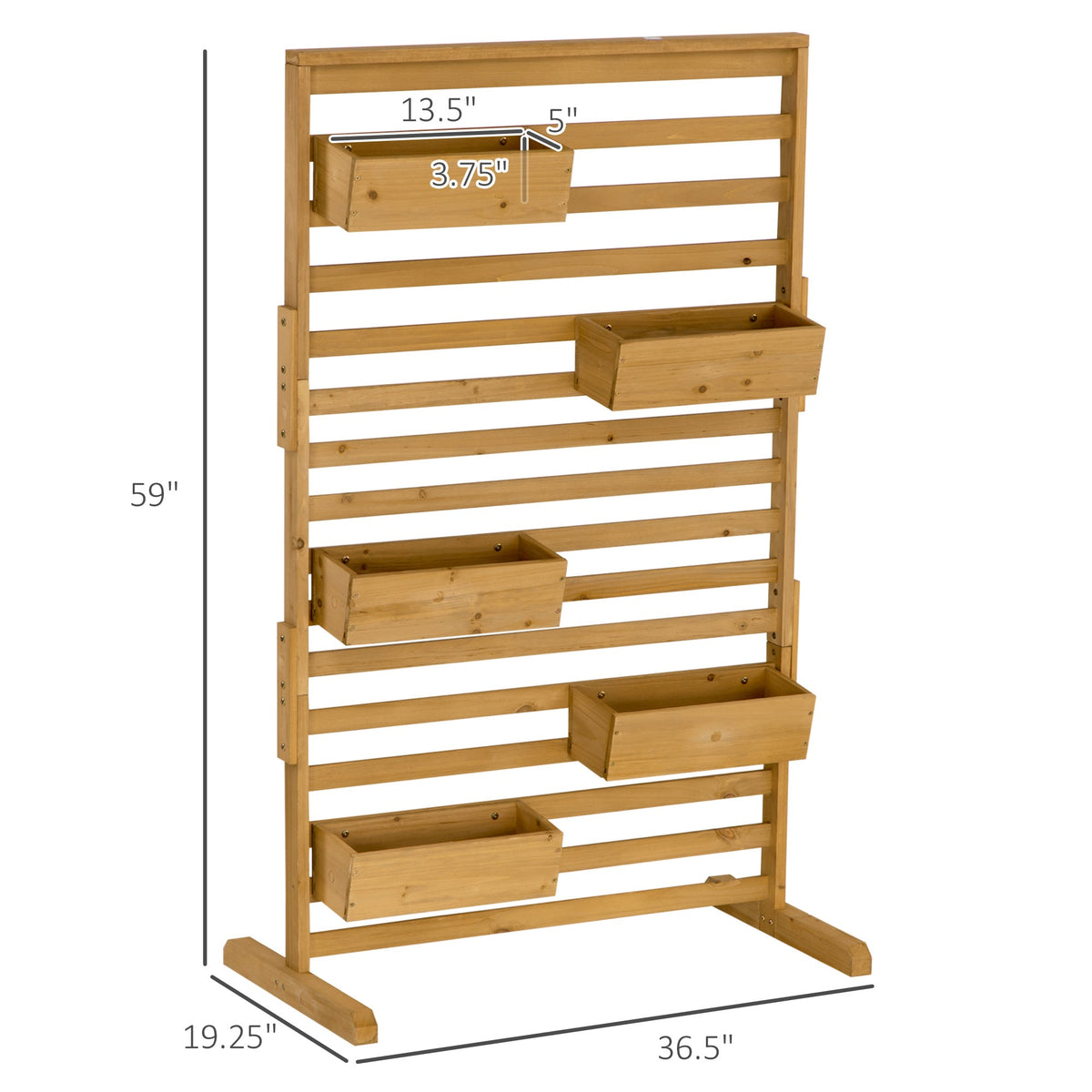 Wooden Plant Trellis Stand with 5 Planter Boxes for Patio, Garden, Balcony, Porch — product view 5