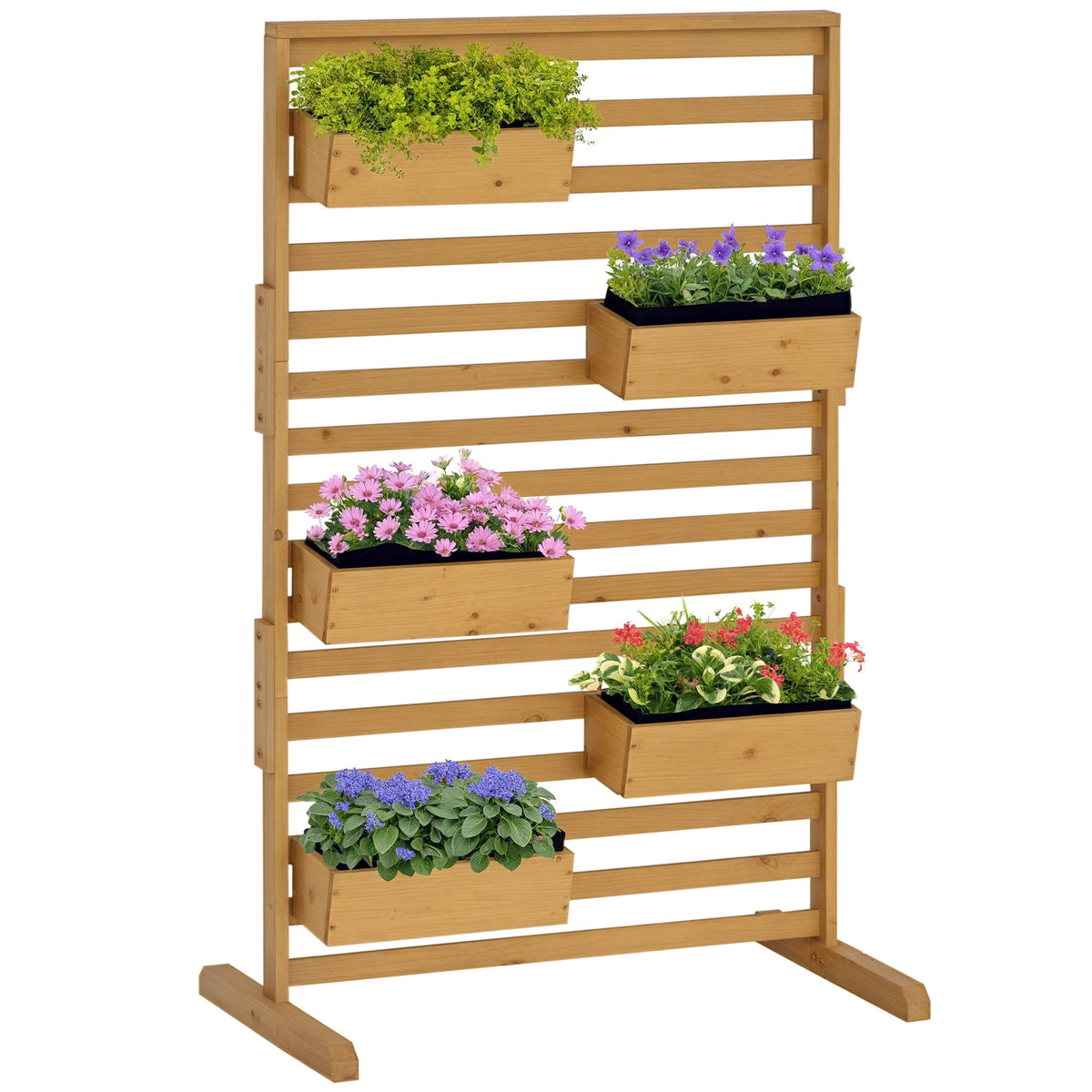 Wooden Plant Trellis Stand with 5 Planter Boxes for Patio, Garden, Balcony, Porch — product view 1