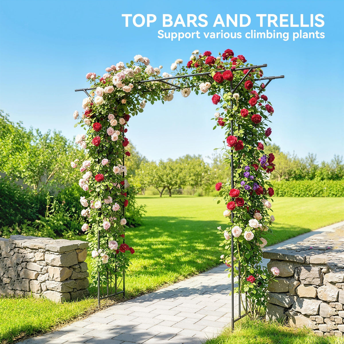 7.1ft Garden Arch for Climbing Plants and Wedding Decor, Black — product view 6