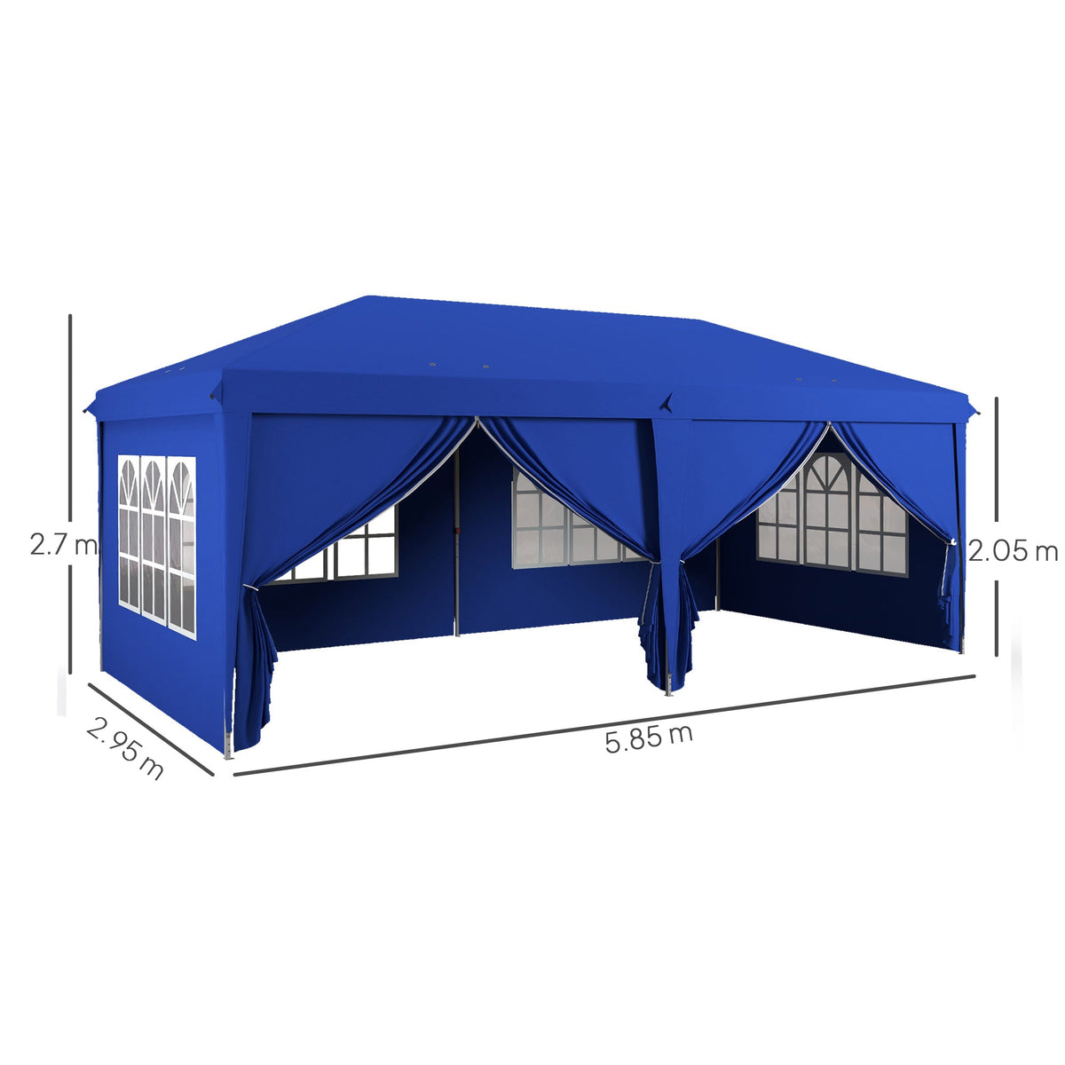 3 x 6 m Garden Pop Up Gazebo with Sidewalls, Windows, Carry Bag, Blue — product view 5