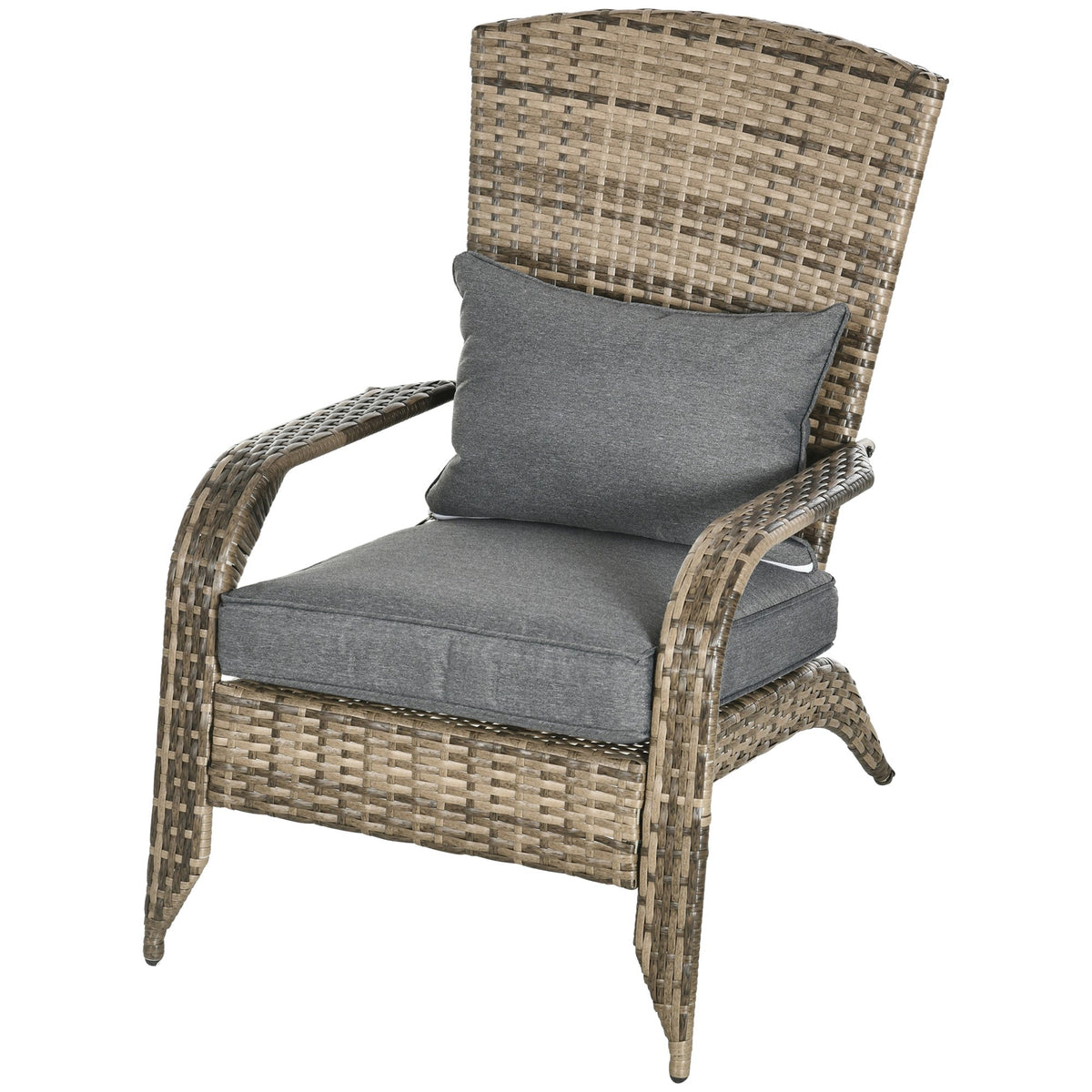 Patio Wicker Adirondack Chair with Soft Cushions, Mixed Grey — product view 2
