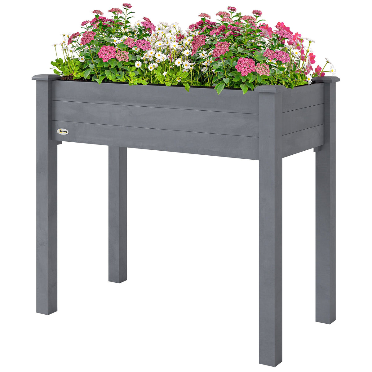 Wooden Elevated Planter Box with Liner for Garden Use — product view 2