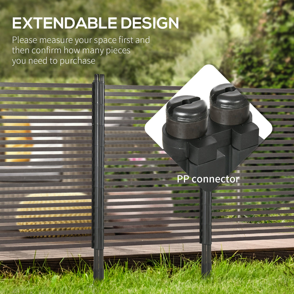 Metal Garden Fence with 2 Standing Ways for Hard or Soft Ground, Brown — product view 6