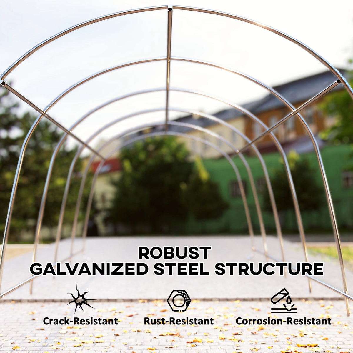 12' x 23.6' Heavy Duty Carport with Roll-Up Door, Dark Gray — product view 7