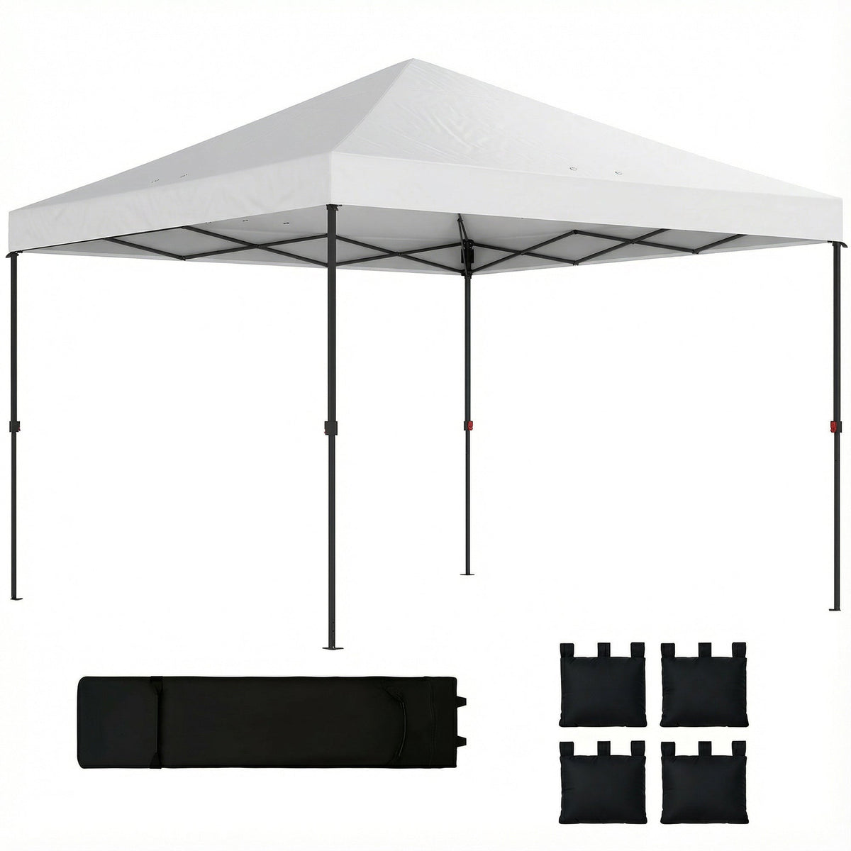 10' x 10' Pop Up Canopy Tent with Wheeled Carry Bag, White — product view 1