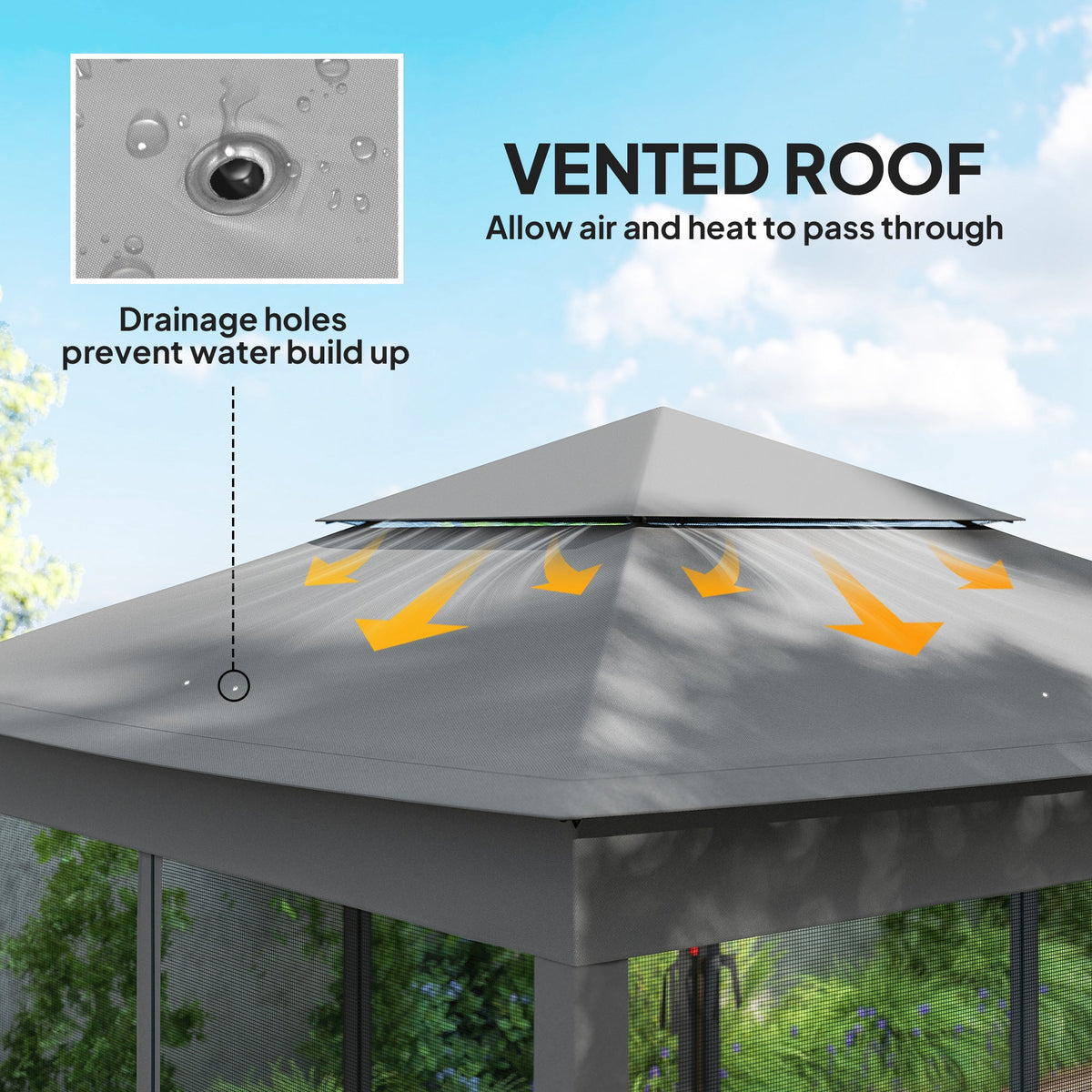 11' x 11' Pop-Up Canopy with 2-Tier Soft Top and Zipper Netting, Dark Grey — product view 7
