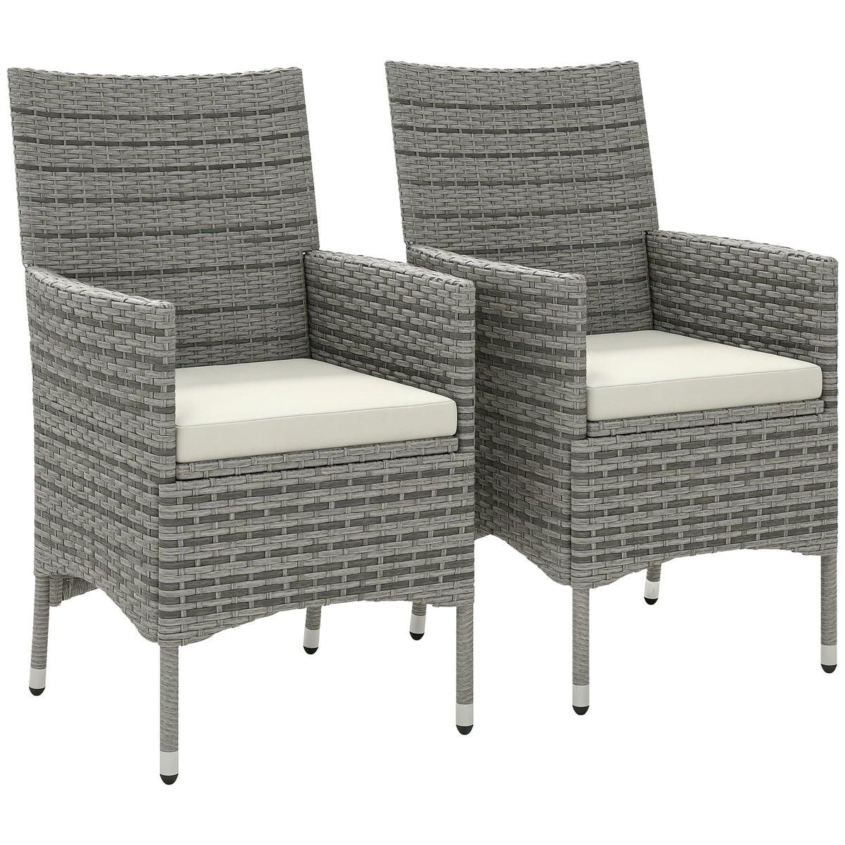 2 Piece PE Rattan Dining Chair Set with Cushions & High Back, Mixed Grey — product view 1