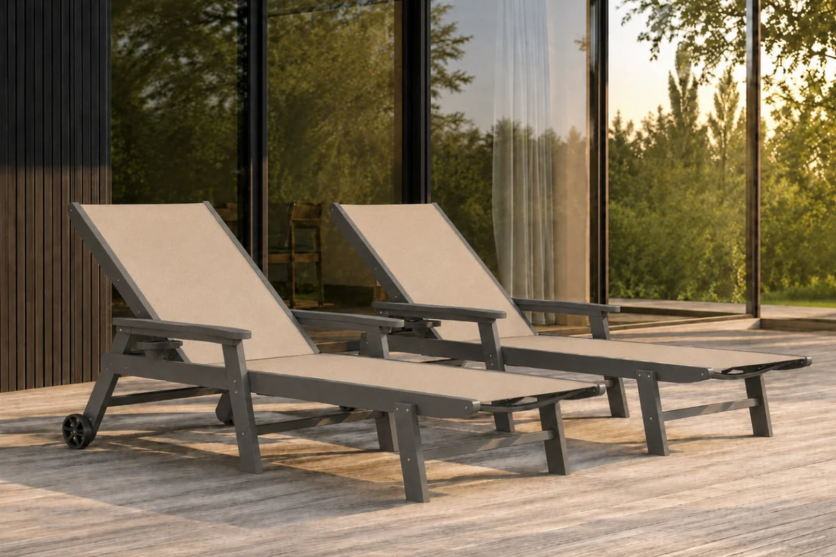HDPE Outdoor Chaise Lounge with Textilene Fabric — product view 2